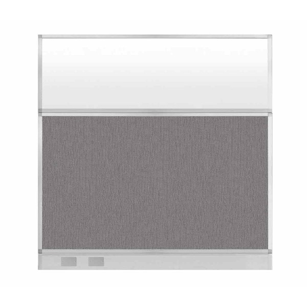 Hush Panel Configurable Cubicle Partition 6' x 6' Slate Fabric Frosted Window w/ Cable Channel
